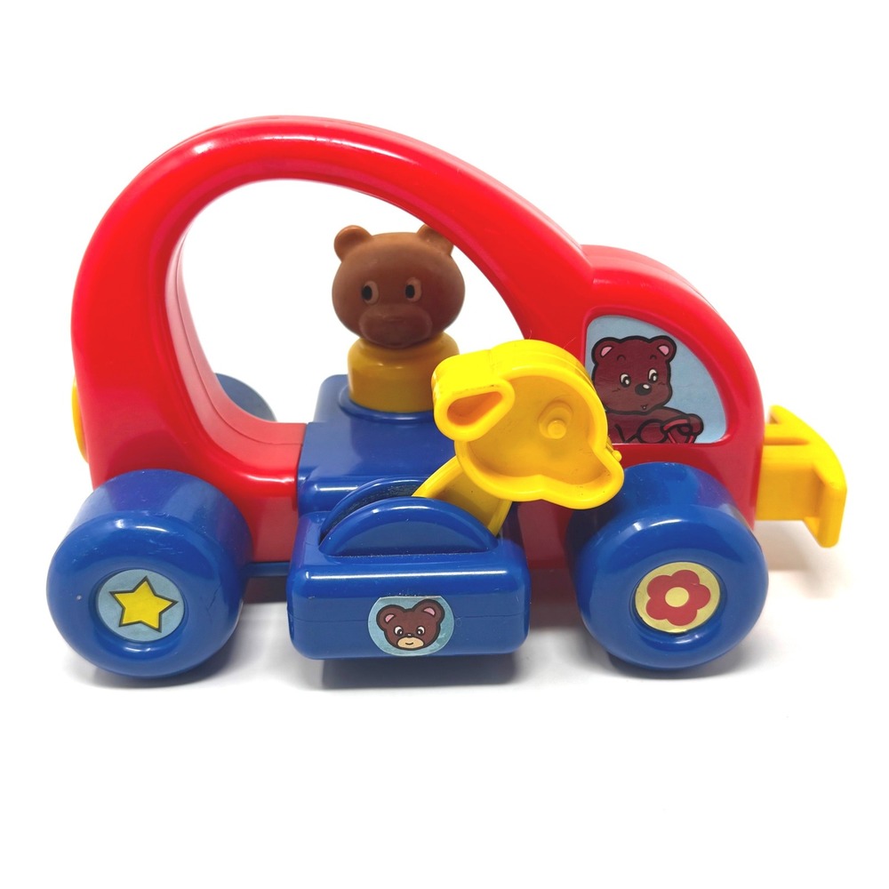 Kawada Bear Push Car Toy Plastic Vintage 1986 Made in Japan 80s